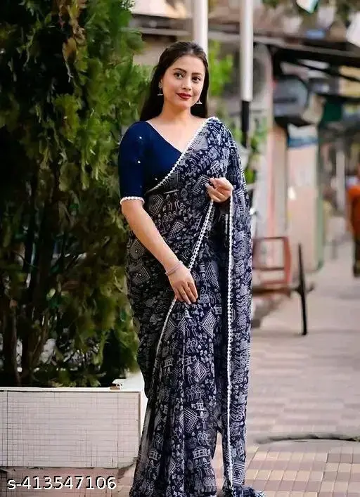 Amazing Designer georgette warli print saree with Blouse