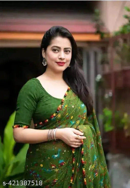 Georgette Printed Saree (With Lace)