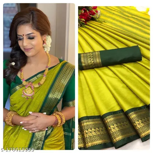 Women's Banarasi Silk Saree With Blouse Piece.