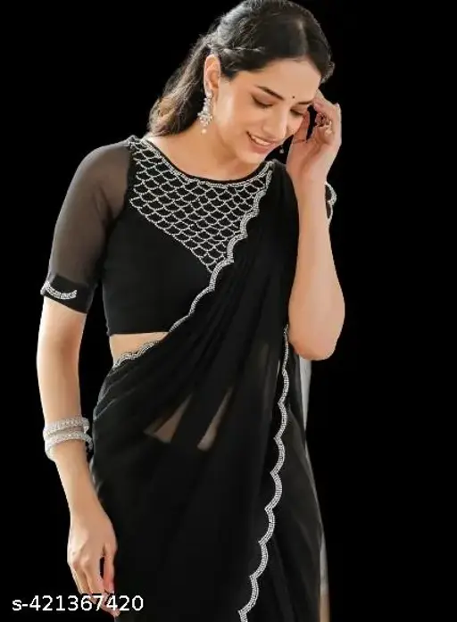 black georgette swarovski saree