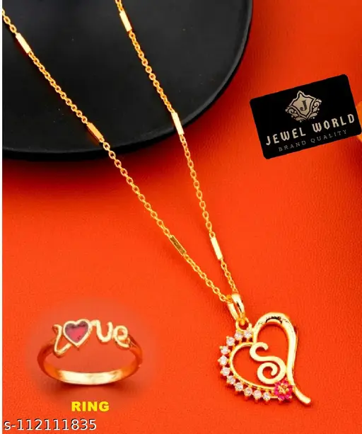  necklace pendant chain with stylish love ring