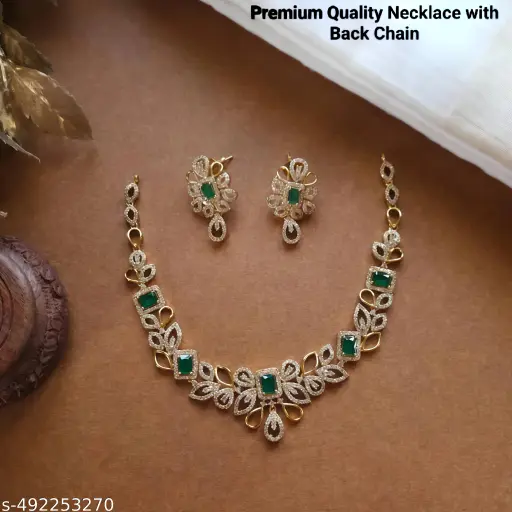 PREMIUM QUALITY MATTE FINISH AD STONE NECKLACE WITH EARRING