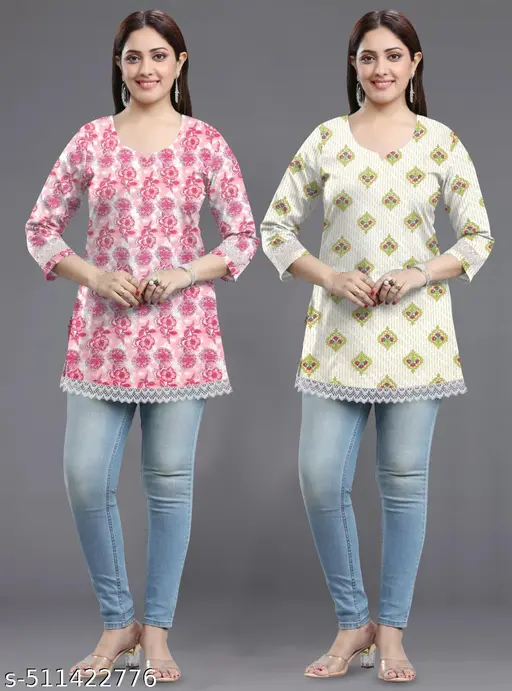 Short printed kurtis combo khaadi cotton