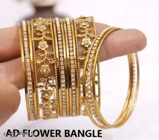 Govindam Flower Mehndi Stone Bangle set