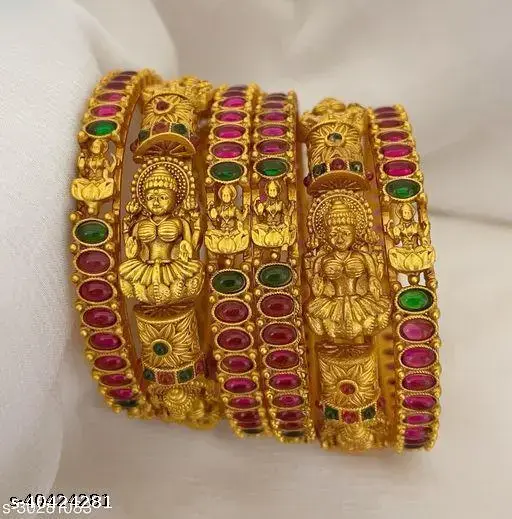 South Indian Jadau Kangan Bangle Set For Women And Bride Set Of 6