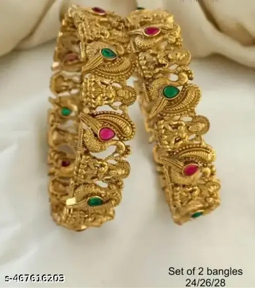 Orna Traditional Gold Plated Beautiful Maa Lakshmi Bangles Set