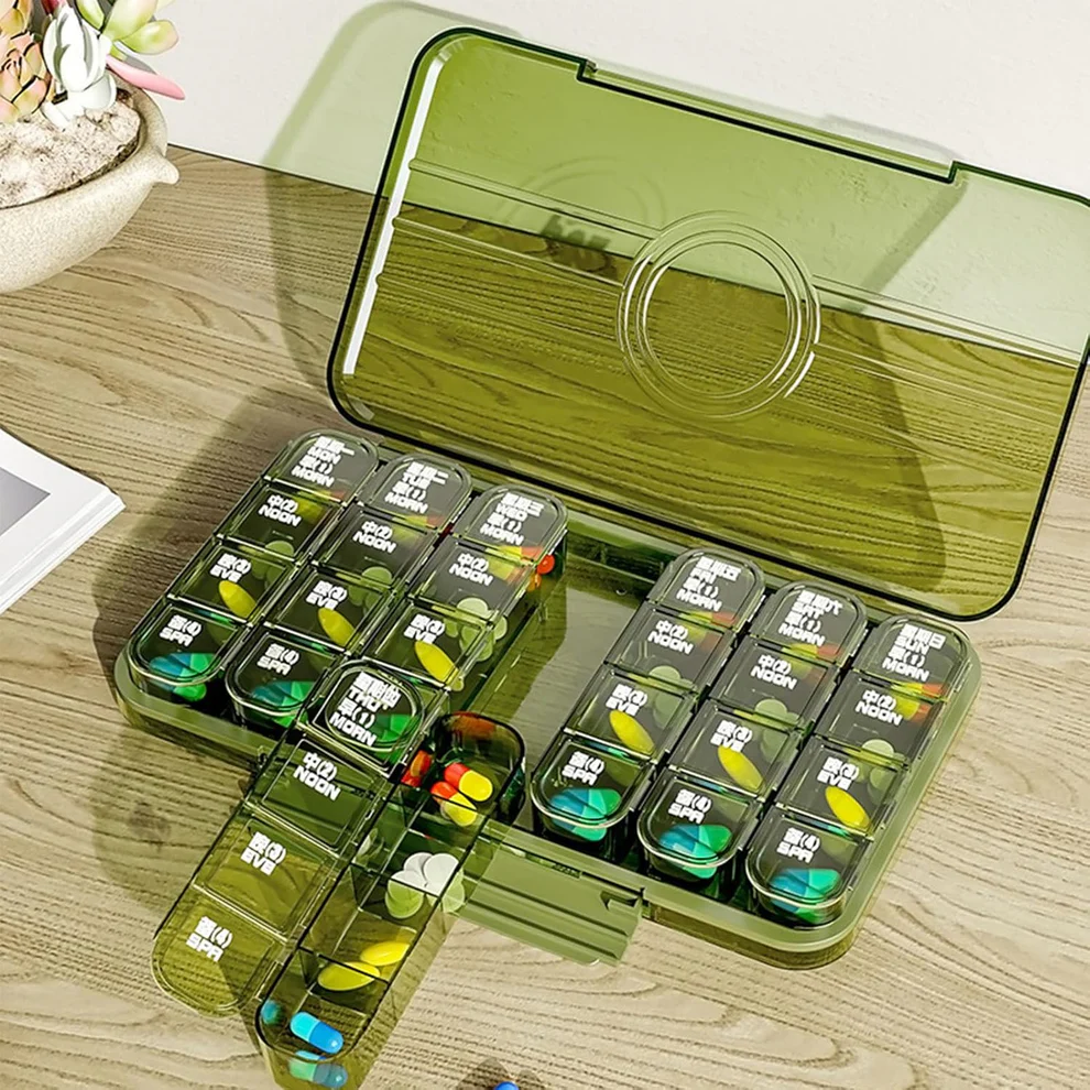 Portable Weekly Pill Box Organiser Daily Pill Keeper 21 Grid Container