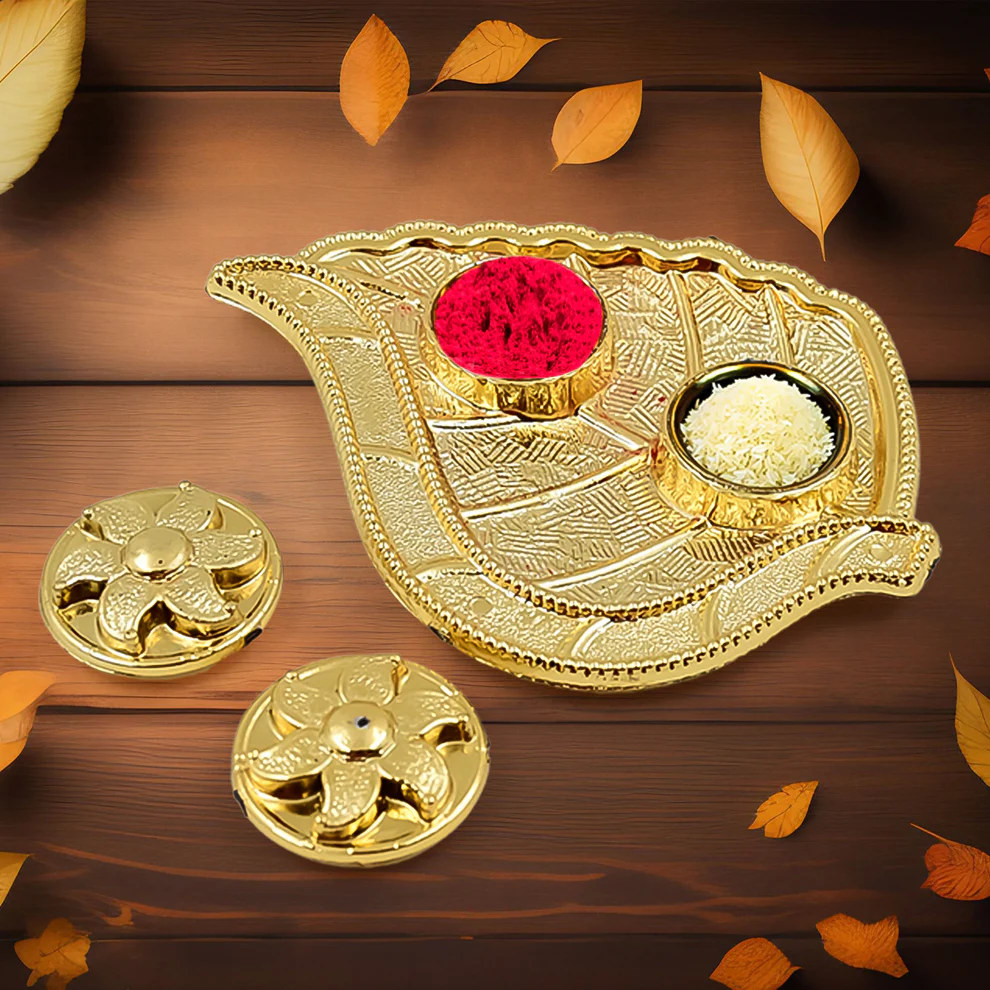 Leaf Shape Rakasha Bandhan Special Puja Thali 