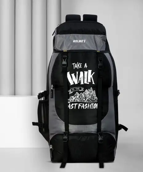 HOLME'S Backpack UNISEX WaterProof Mountain Rucksack/Hiking/Trekking/Camping Bag/Travel 70 L Backpack (Grey, Black)