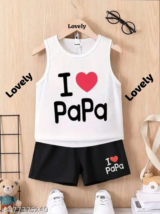  Kids boys & girls summer clothing set I LOVE PAPA