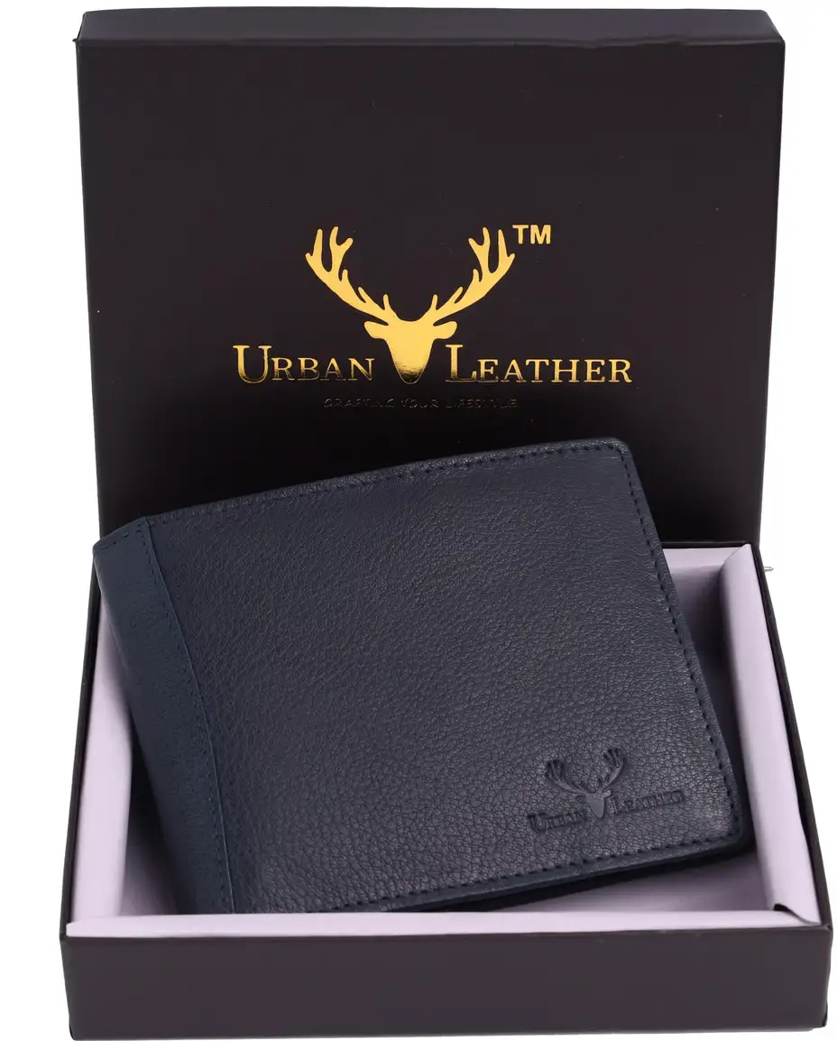 URBAN LEATHER Men Formal Blue Genuine Leather Wallet 