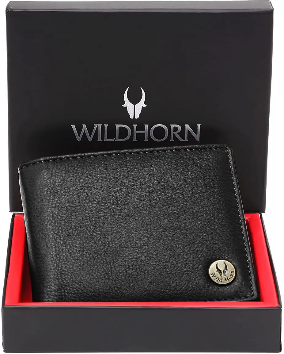 WILDHORN Men Black Genuine Leather Wallet 