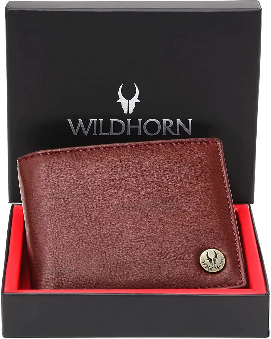 WILDHORN Men Casual, Formal Maroon Genuine Leather Wallet