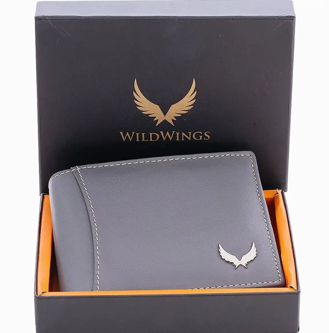 WILDWINGS Men Formal Grey Genuine Leather Wallet