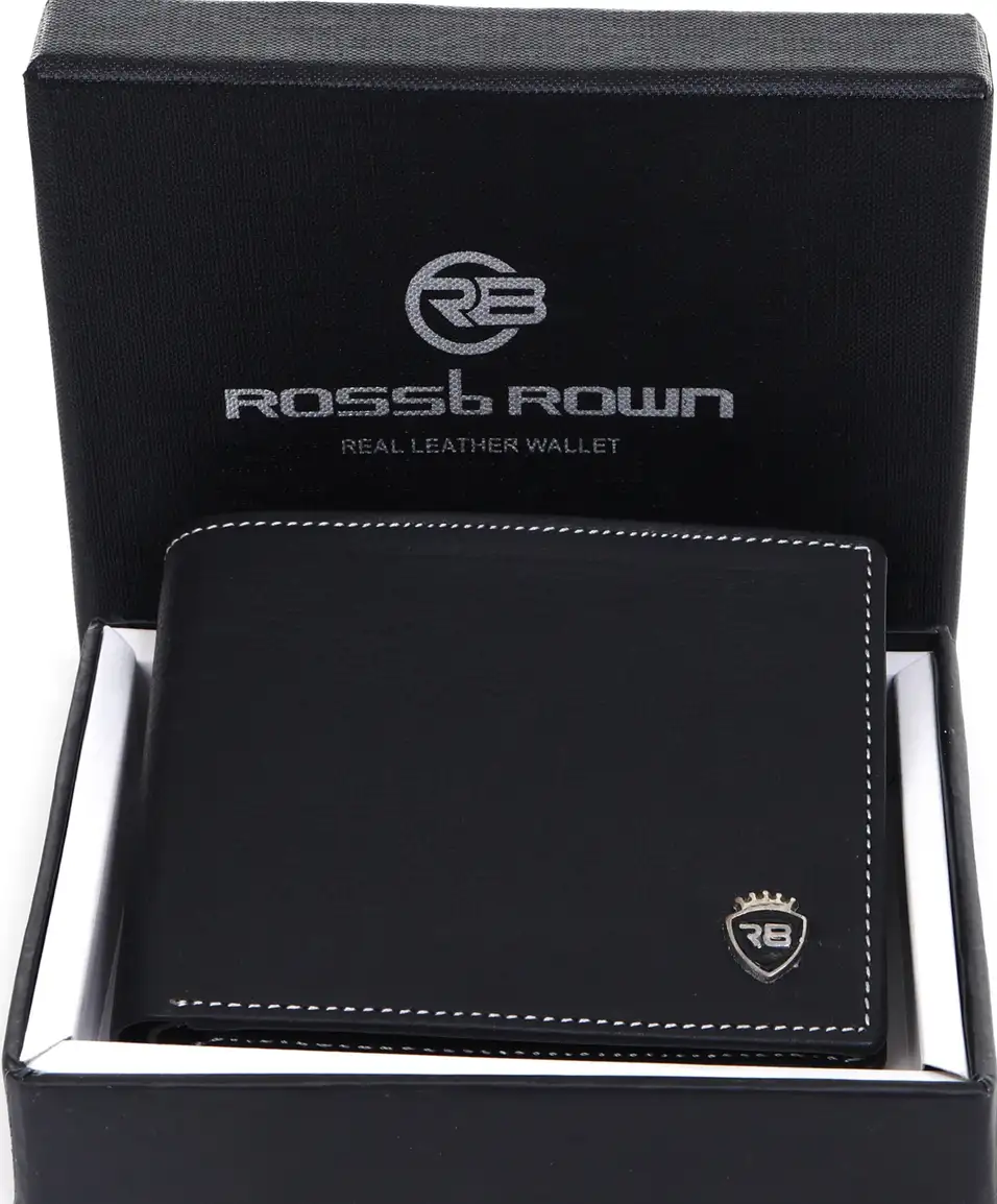 Ross Brown Men Casual Black Genuine Leather Wallet