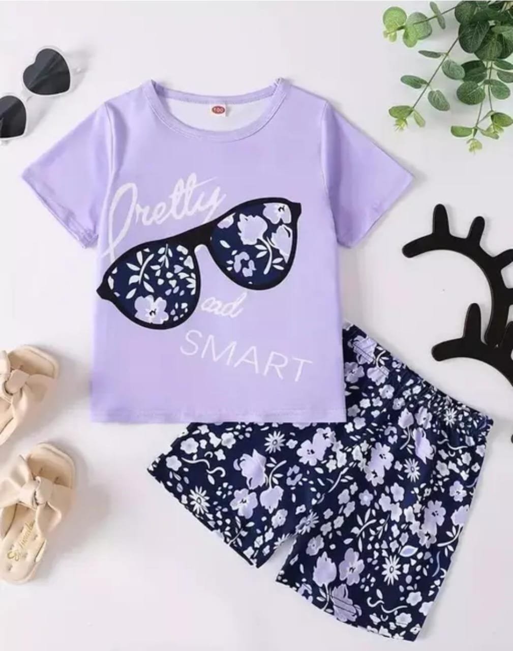  KEESOR GIRLS HALF SLEEVE TOP & SHORTS SET | KIDS Half Sleeves Solid Colour Joggers Set | Girls Cotton Clothing Set