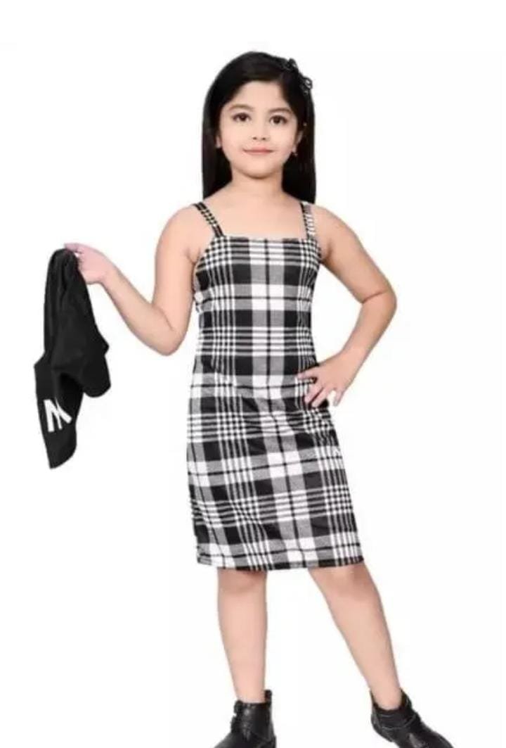 BABY GIRLS LETTER GRAPHIC TEE & PLAID PRINT CAMI SUMMER FROCK AND DRESS