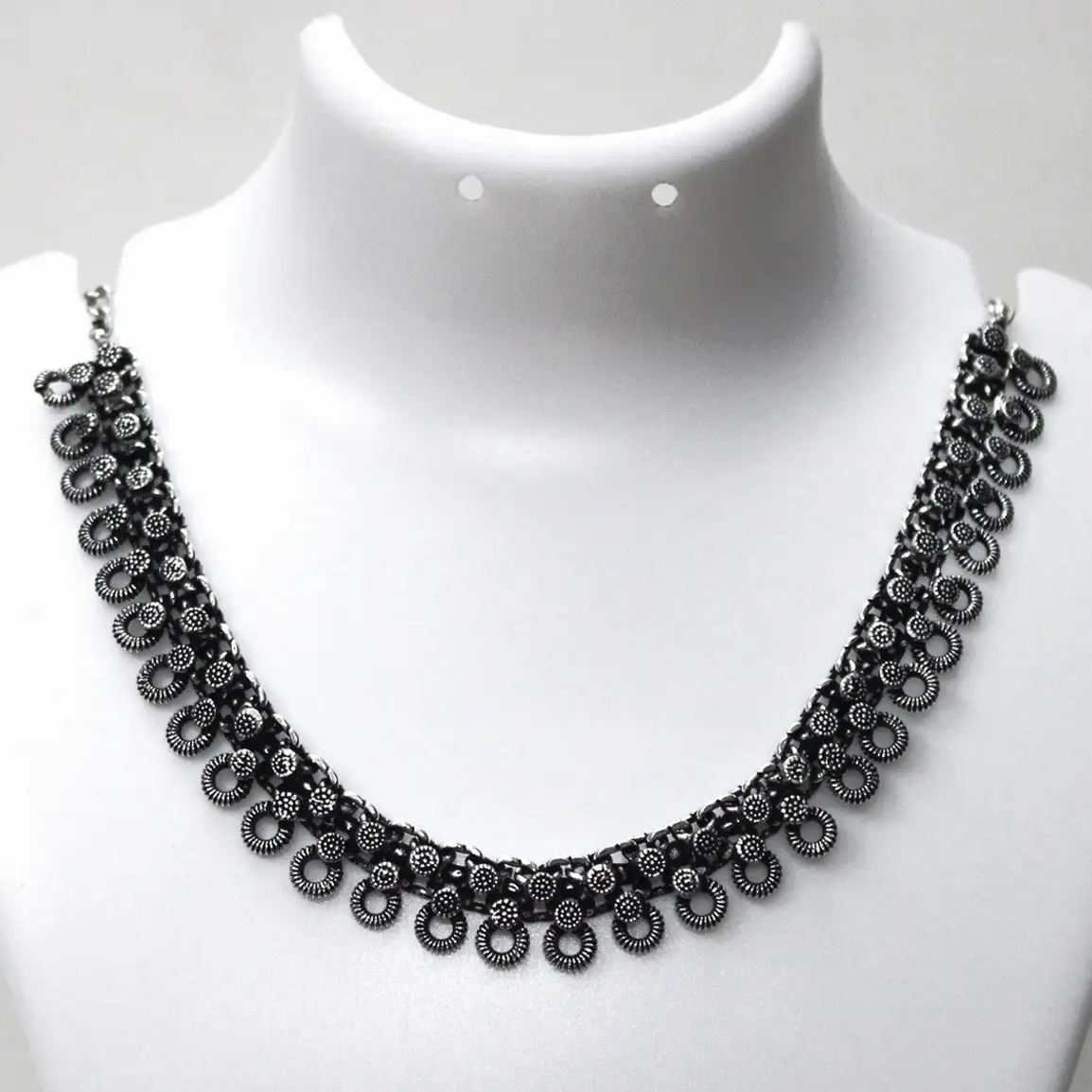 Aroras Bridal & Fashion Jewellery Oxidised Silver Neckalce Silver Plated Alloy Necklace