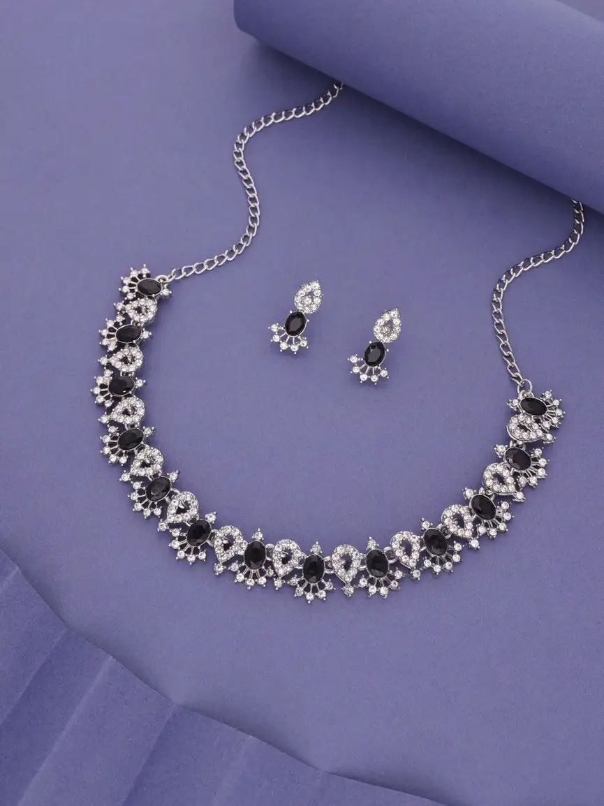 Brass Jewel Set (Black, Silver)