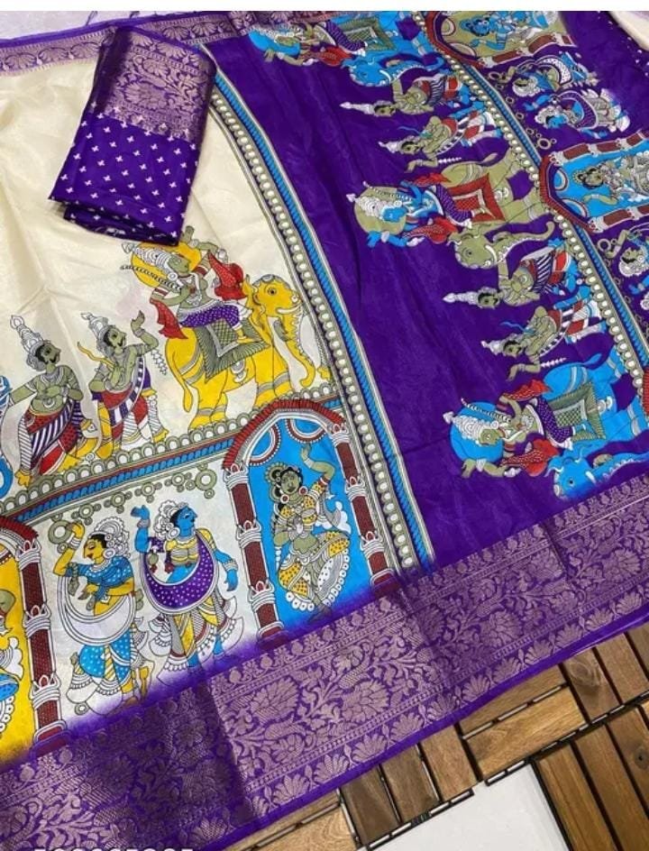 Dola Silk Jaquard Printed Saree With Blouse