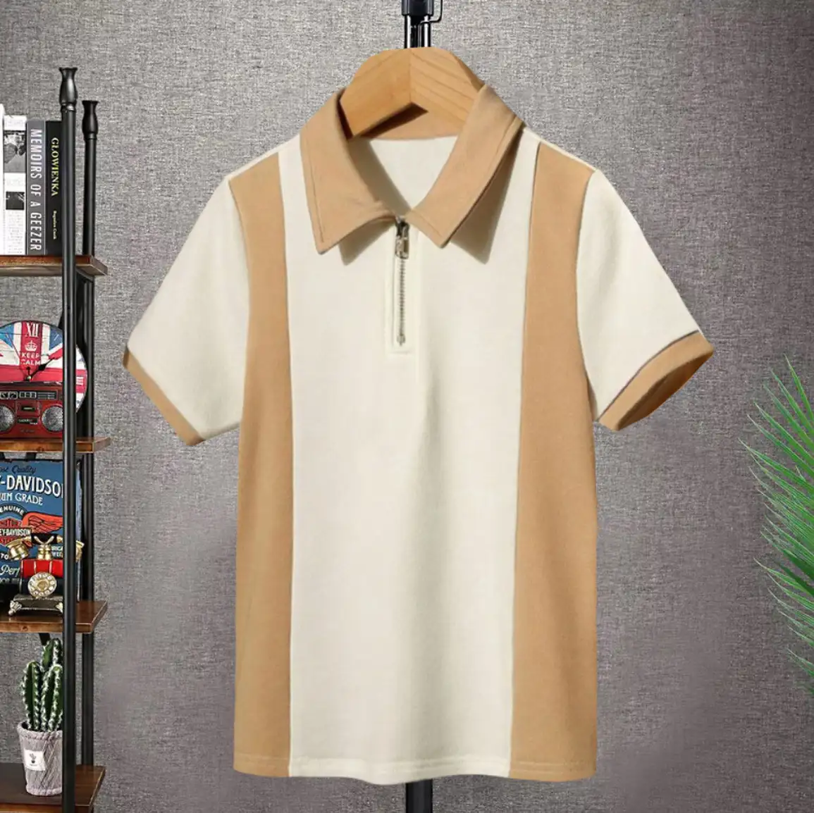 Color Block Men White T-Shirt