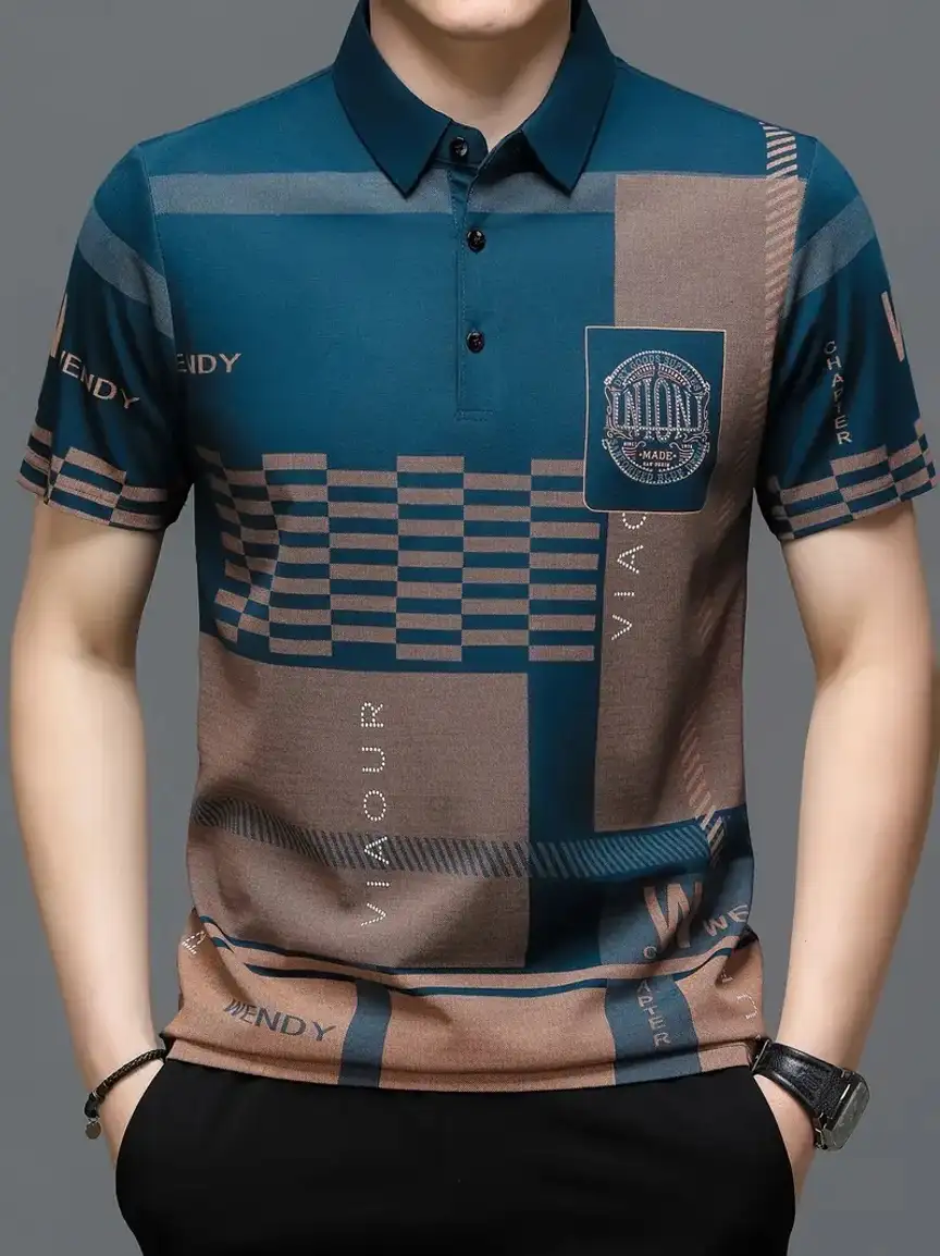 Color Block Men Blue T-Shirt