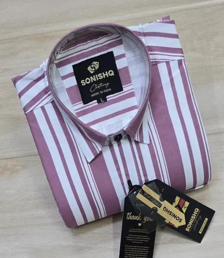 Men's Party Wear Causal Solid Full Sleeves Printed Cotton Linning Premium Shirt (Pink) By SONISHQ