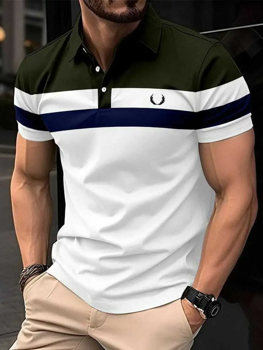 Color Block Men Green, White T-Shirt