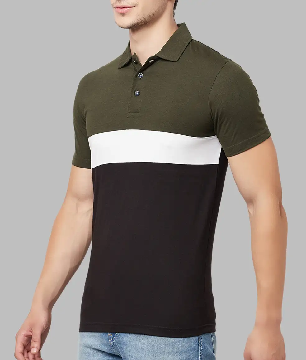 Color Block Men Green T-Shirt
