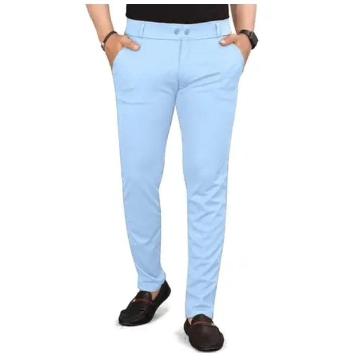 Black and Blue Polycotton Flat Front mens Trousers pent - Soft Fabric for Daily Comfortable pack of 2