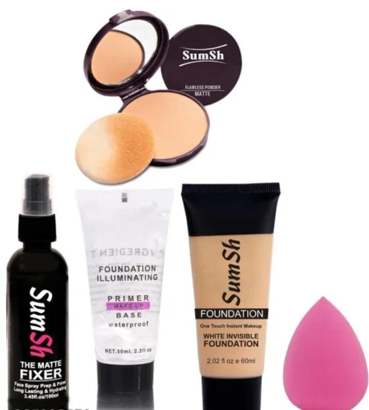 SumSh Fixer Spray, Primer, Foundation, Compact Powder, Blender Spounge