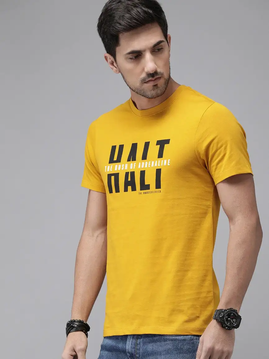 Printed Men Yellow T-Shirt