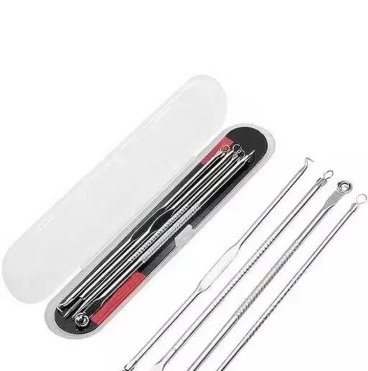Sharda Blackhead Remover Professional Tweezers Kit for Remove Acne Pimple Comedone Extractor, Black Heads Removing on Face Removal - Set of 4