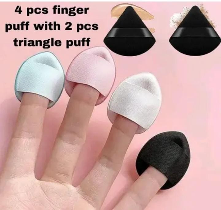 2 Pcs Powder Puff with 4 Pcs Face Makeup Sponge, Loose powder Foundation Blending Sponges Set, Beauty Blender, Powder Puff Mini Soft Face Makeup Sponge, Loose powder Foundation (Multicolor)