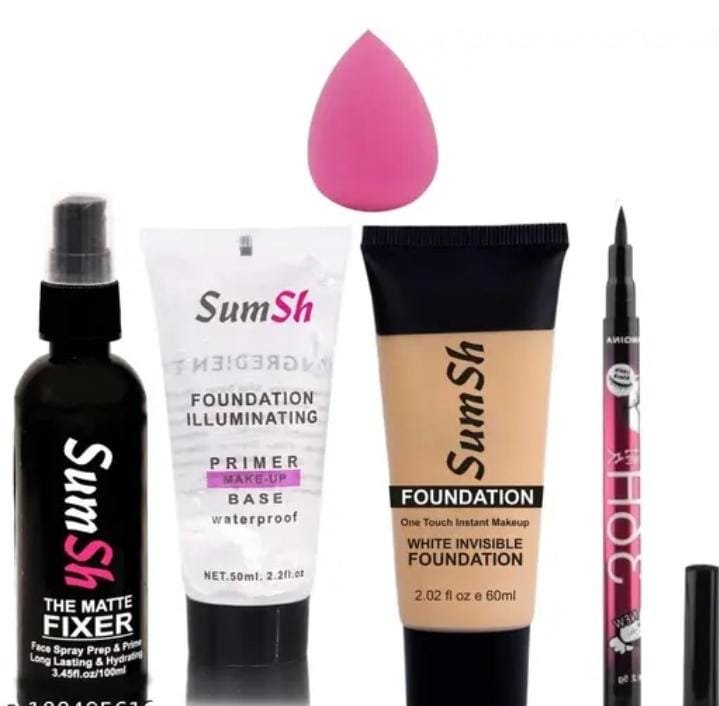 SumSh Fixer Spray, Primer, Foundation, Eyeliner 36h, Blender Spounge