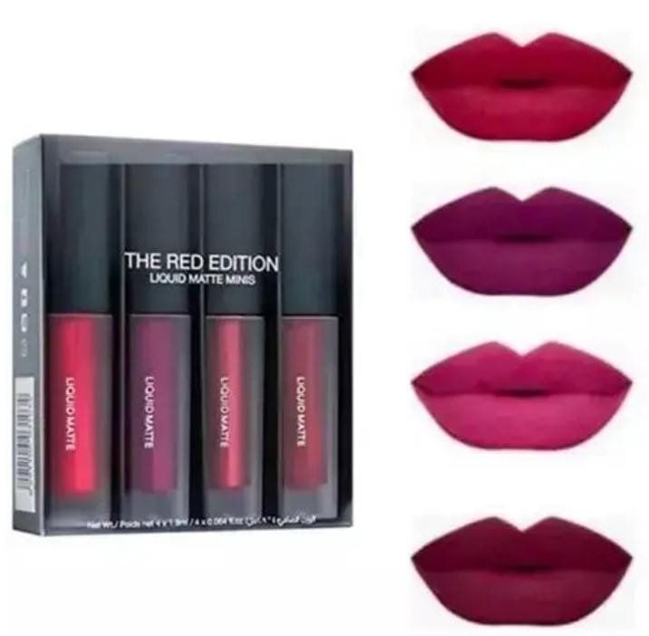 MLR combo Of Different Color Matte Longlasting Liquid Lipstick Smudgeproof & Waterproof (Pack of 4) 650 gm