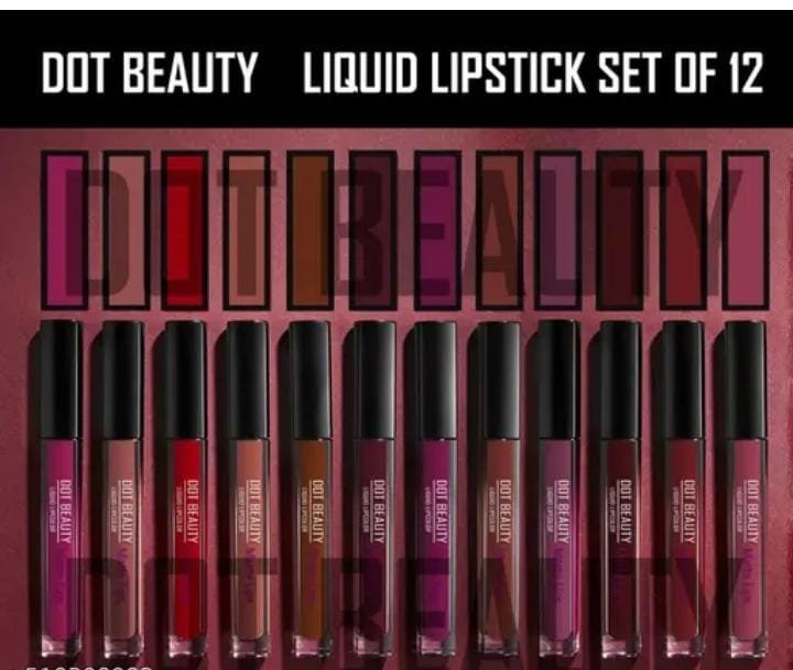 Dot Beauty Mattelips Absolute Matte Liquid Lip Color Long Lasting Waterproof Set of 12