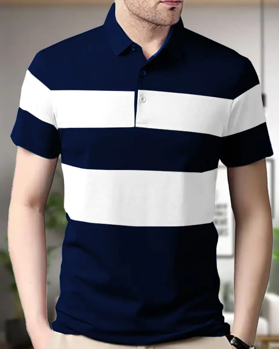 Color Block Men Blue, White T-Shirt