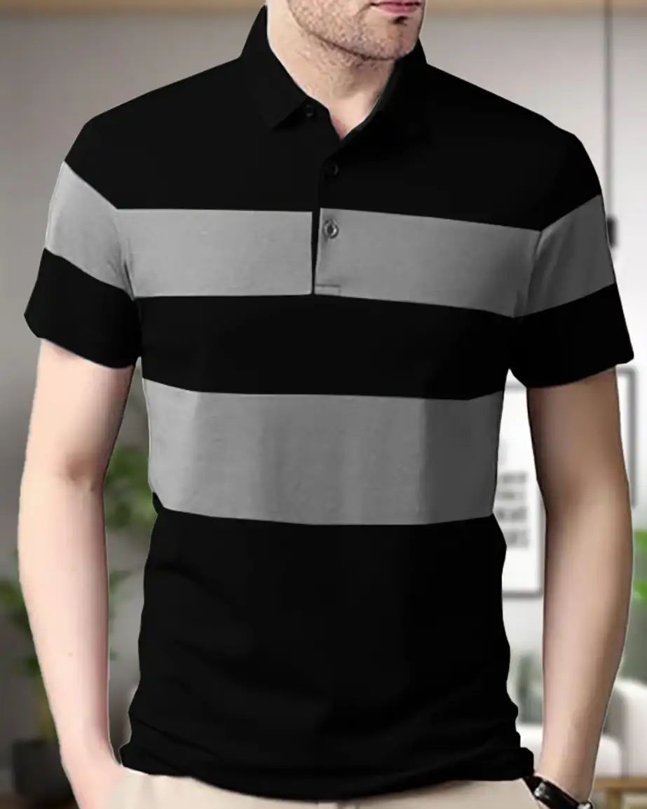 Color Block Men Black T-Shirt
