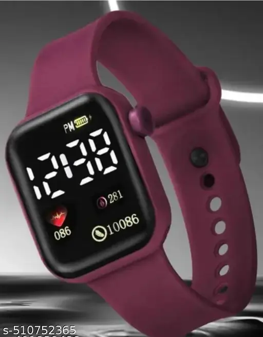 Wine (Maroon) coloured battery Led watch for boys and girls