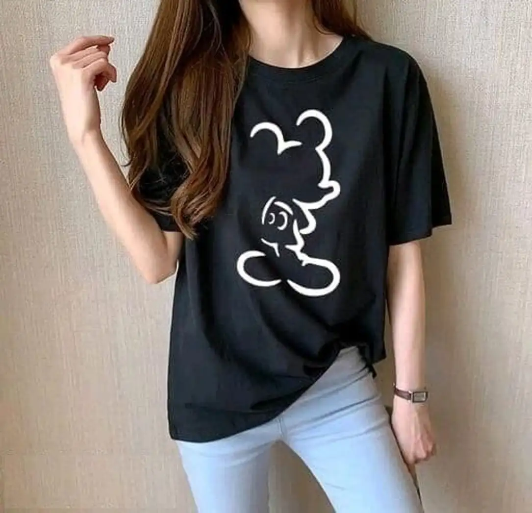 Graphic Print Women Black T-Shirt