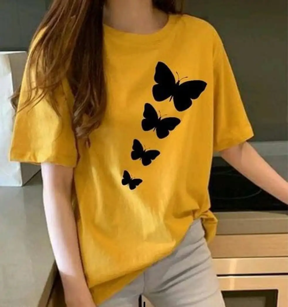 Printed Women Yellow T-Shirt