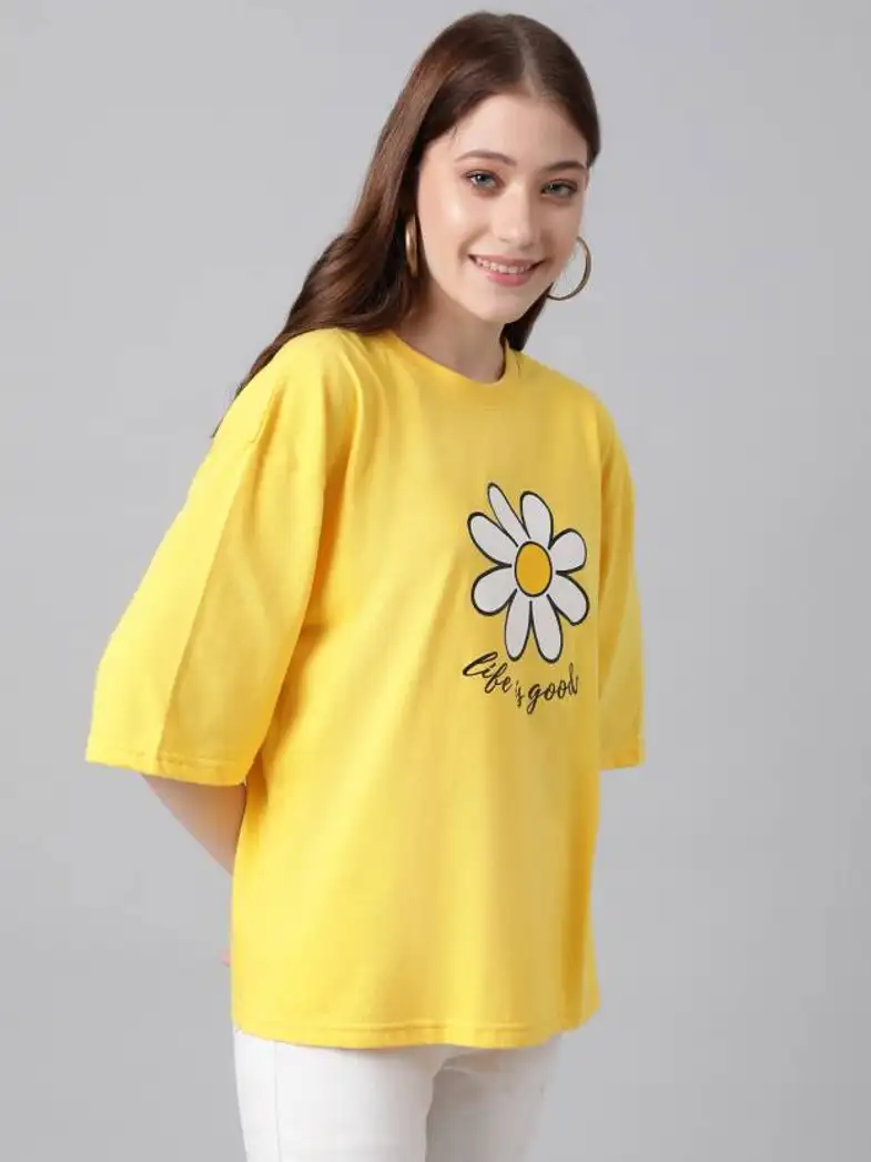 Graphic Print Women Yellow T-Shirt