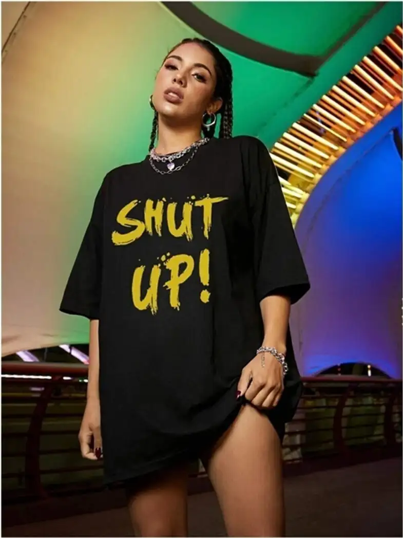 Graphic Print Women Black T-Shirt