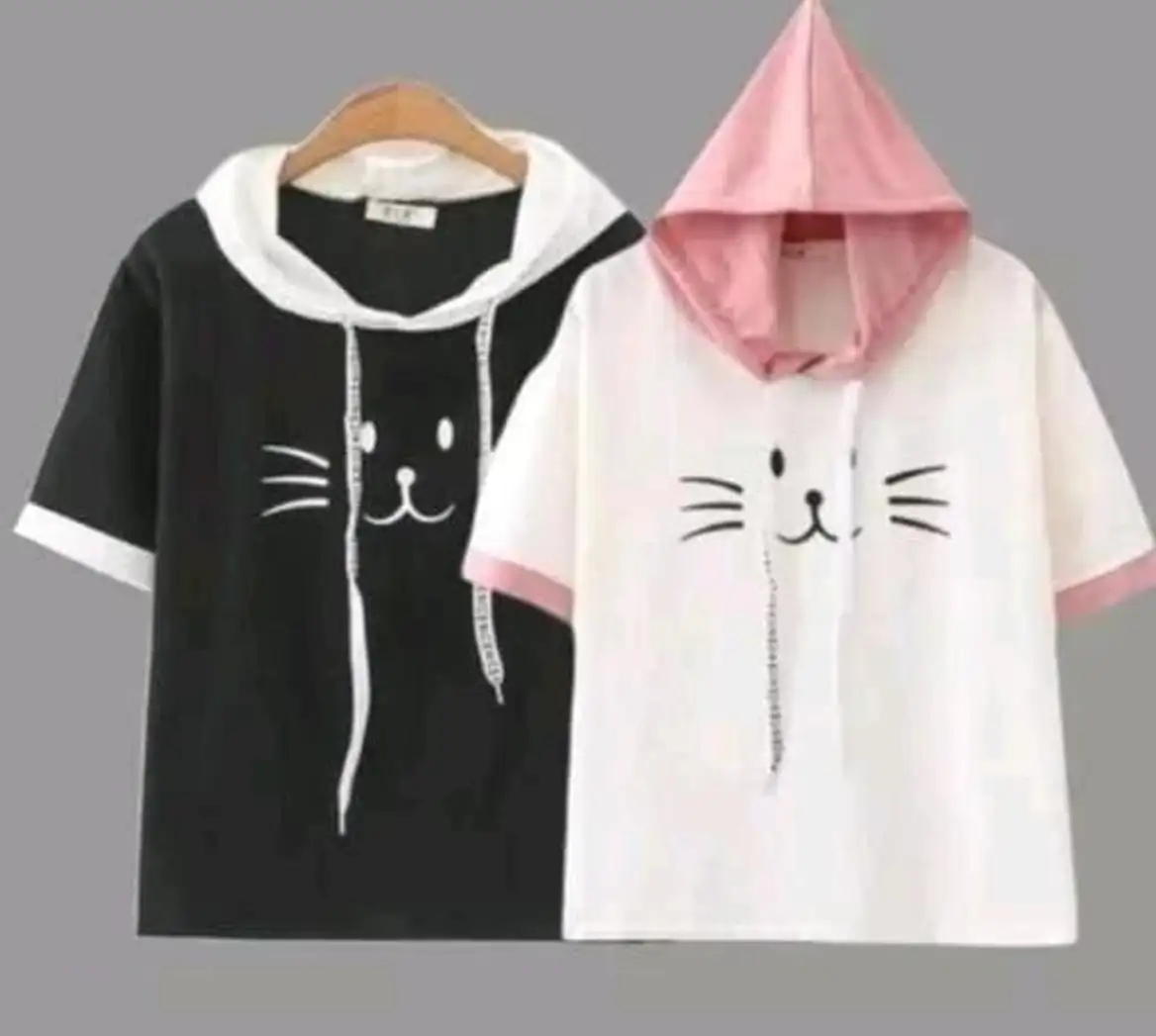 Printed Women White, Black T-Shirt (Pack of 2)