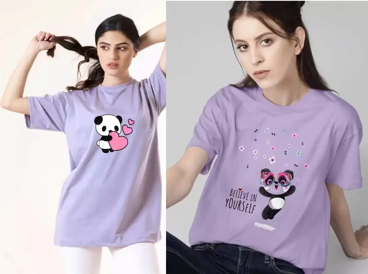 Printed Women Purple T-Shirt