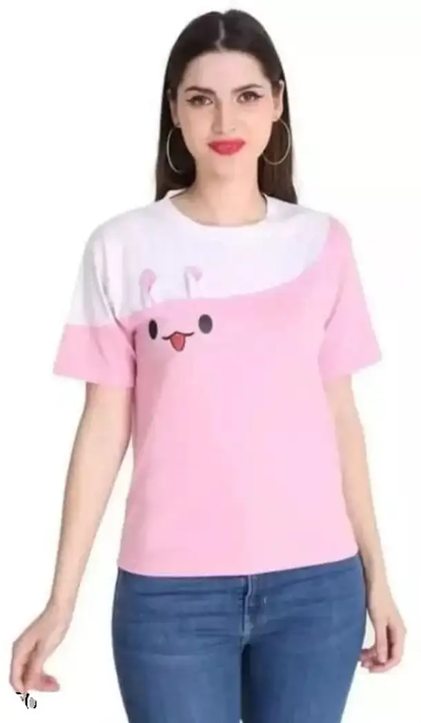Color Block Women Pink T-Shirt