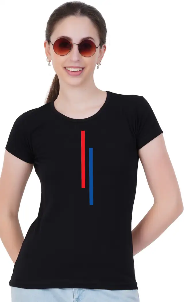 Printed Women Black T-Shirt