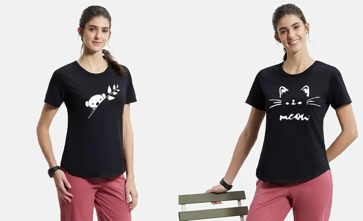 Printed Women Black T-Shirt