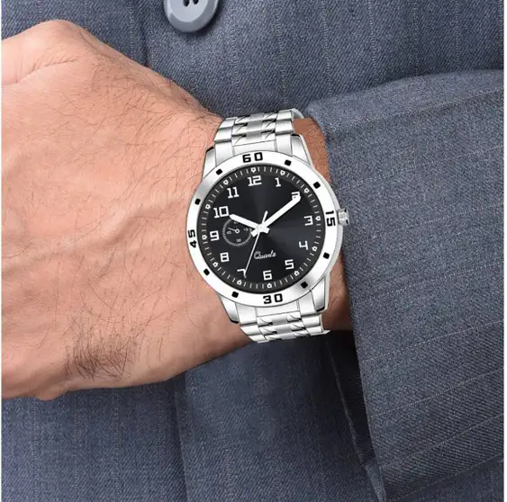 Dummy Chronograph Dial | Stainless Steel Chain Strap| Water Resistant | Analog Watch  - For Men